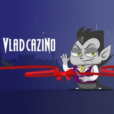 Vlad Cazino mascotte met rode strik en welkomstbonus promotie